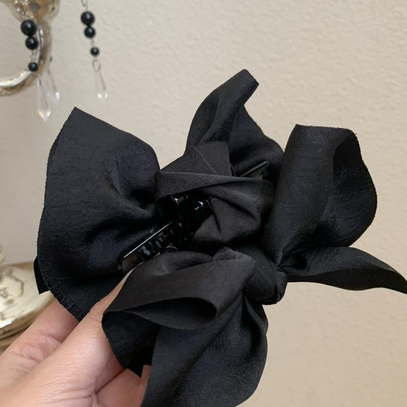 fabric large bow retro ponytail claw clip