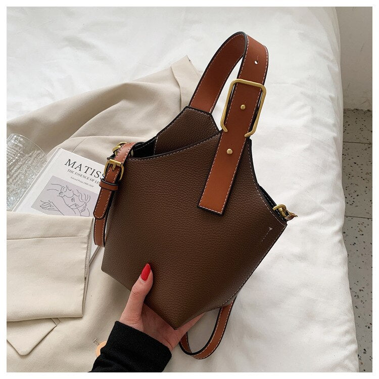 Retro Fashion Female Bags Casual Crossbody Bags Mini Handheld Bucket Bag Simple Temperament Single Shoulder Bag Female