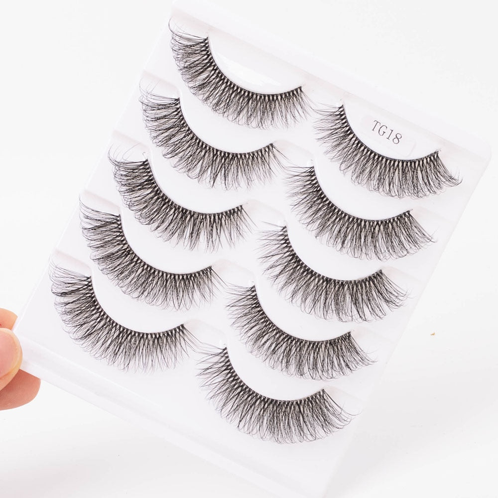 1/5Pairs Long Transparent band vegan eyelash curl Russian eyelashes clear