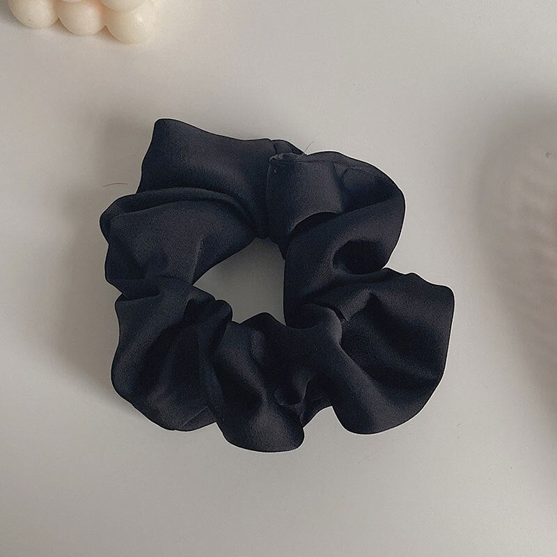 Women Girls Silky Satin Hair Scrunchies Solid Stretch Elastic Hair Tie Simple Elegant Rubber Band Ponytail Tie Wholesale
