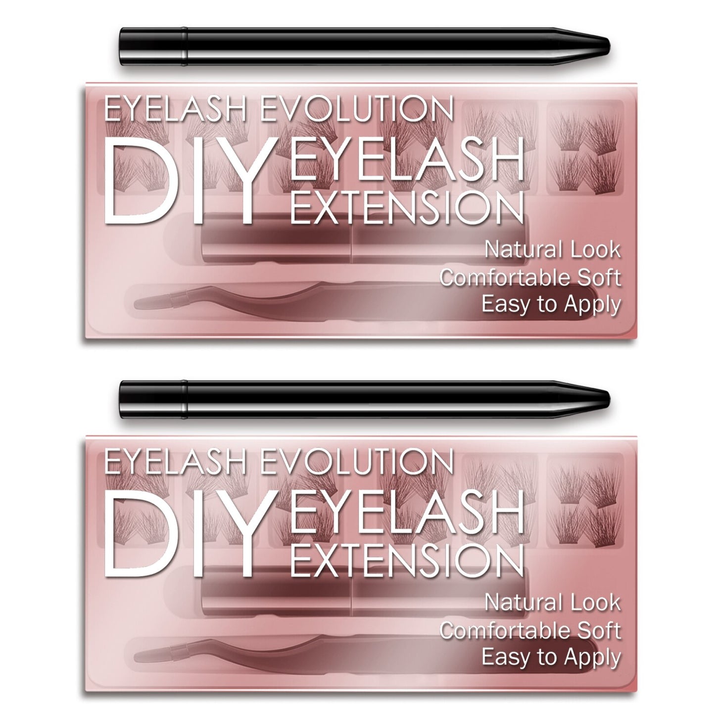ETVITE DIY Eyelash Extension Kit With 3D Volume 12/14mm Lash Clusters Individual Lashes Coating Remover Tweezers Eyelash Glue