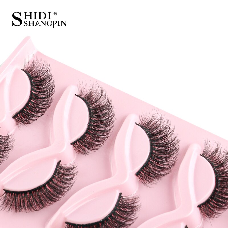 Half Lashes 3D Cat Eye Lashes Natural Look Fluffy Corner Eyelashes 3/5/10 Pairs Wispy Half False Eyelashes Faux Mink Makeup