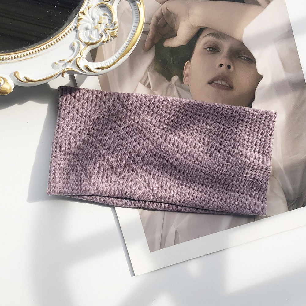 Solid Color Headband for Women Men Yoga Knitting Elastic Hair Bands Turban Makeup Hair Hoop Vintage Headwrap Accessories