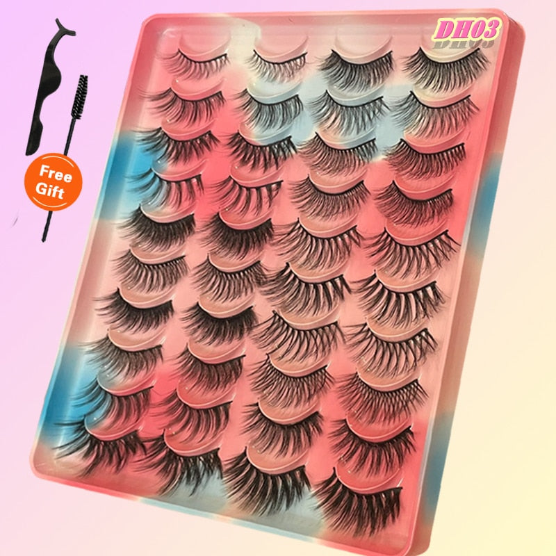 20Pairs 3D Mink Lashes Fluffy Soft Natural Reusable Eyelash Thick, Lightweight, Comfortable, Natural Look And Shape