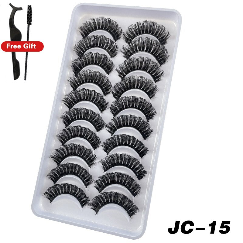 Russian Strip Lashes 6/10 Pairs Fluffy Mink Lashes 3D False Eyelashes Russian Eyelash DD Curl Fake Eye Lash Makeup