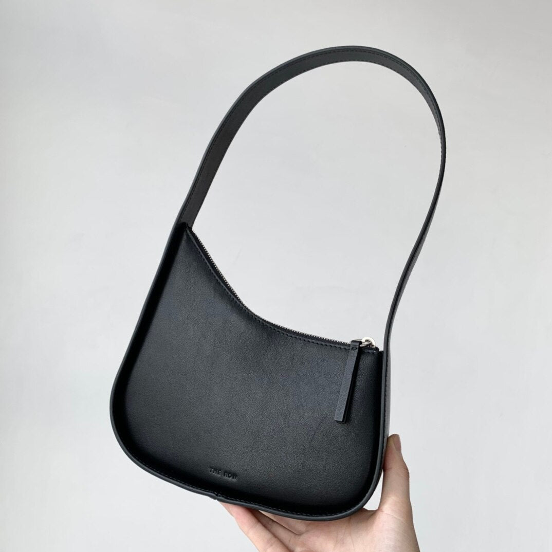 New Ladies First Layer Cowhide New Leather Moon-shaped Ladies Handbag Top Layer Cowhide Underarm Mini Bag