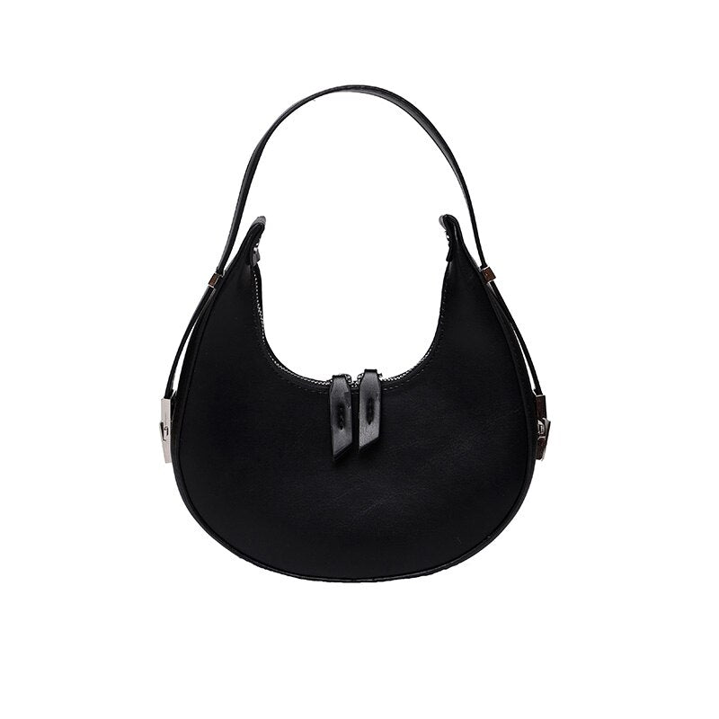 Half-Moon Green PU Leather Crossbody Bags for Women 2023 Luxury Designer Handbag and Purses Small Shoulder Bag Lady Travel Totes