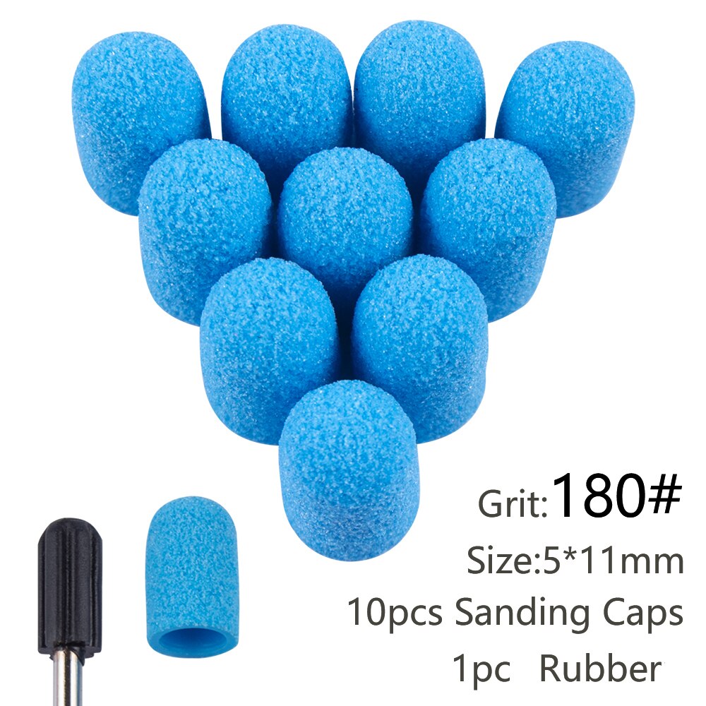 10pcs Nail Sanding Caps With Rubber Gel Polish Remover Nail