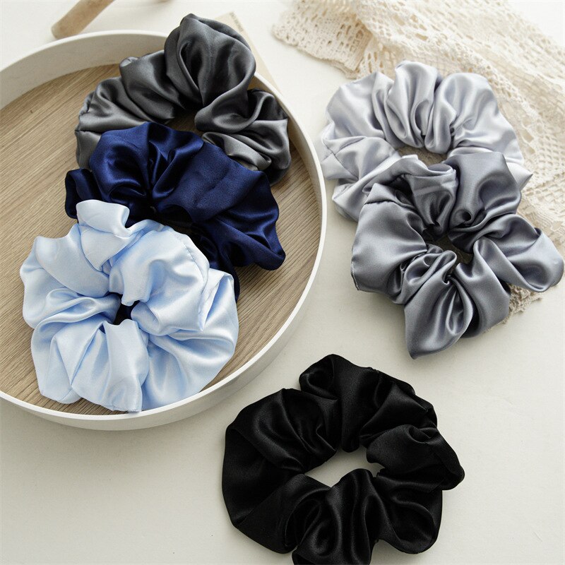 Multicolored Satin oversized scrunchies- stretch elastic