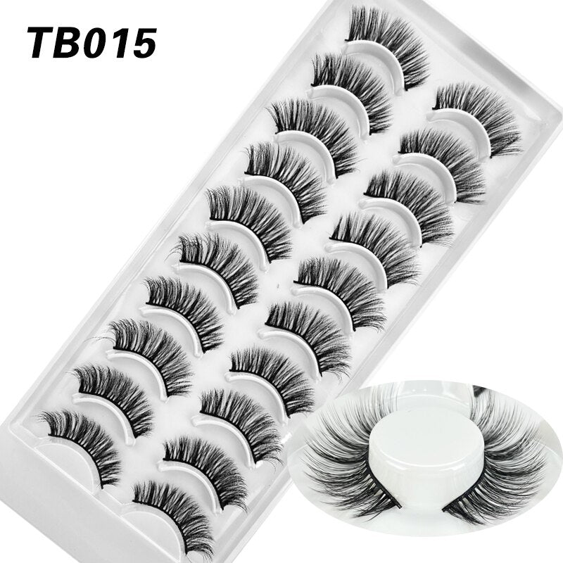 10 Pairs Natural 3d Faux Mink False Eyelashes
