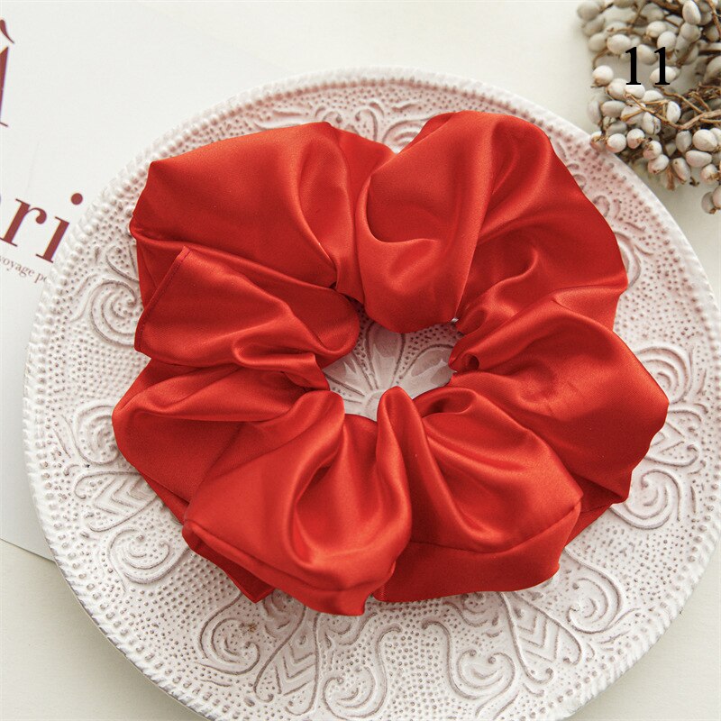 Multicolored Satin oversized scrunchies- stretch elastic