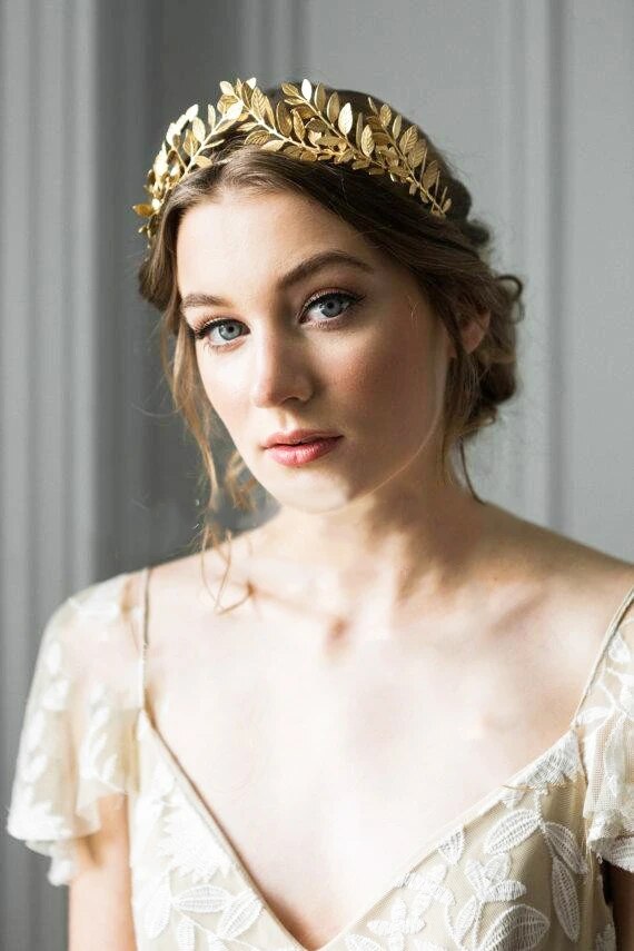 Greek Crown Goddess Headdress Olive Crown Bridal Gold Foil Branch Women's Headdress Roman Wedding Women's Ceremony