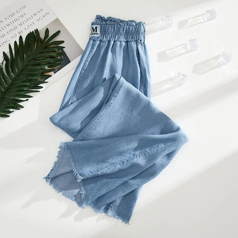 Oversized Summer Thin Wide Leg Jeans Loose Casual High Waist Cowboy Pantaloons Fashion Soft Women's Straight Pants