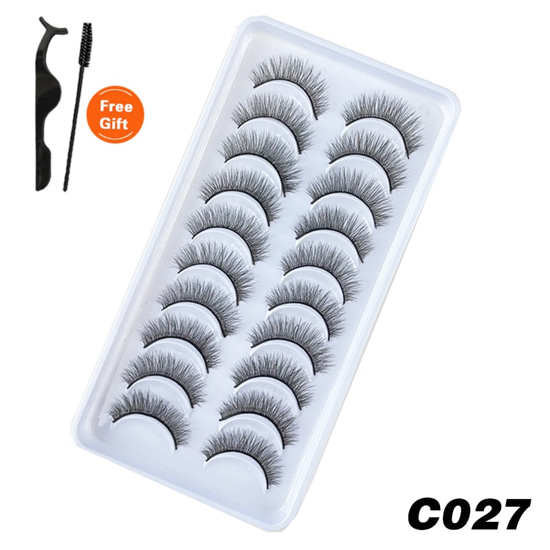 6 / 10 pairs Natural Short Eyelashes 3D Mink Lashes ExtensionsThick, Lightweight, Comfortable, Natural Look And Shape