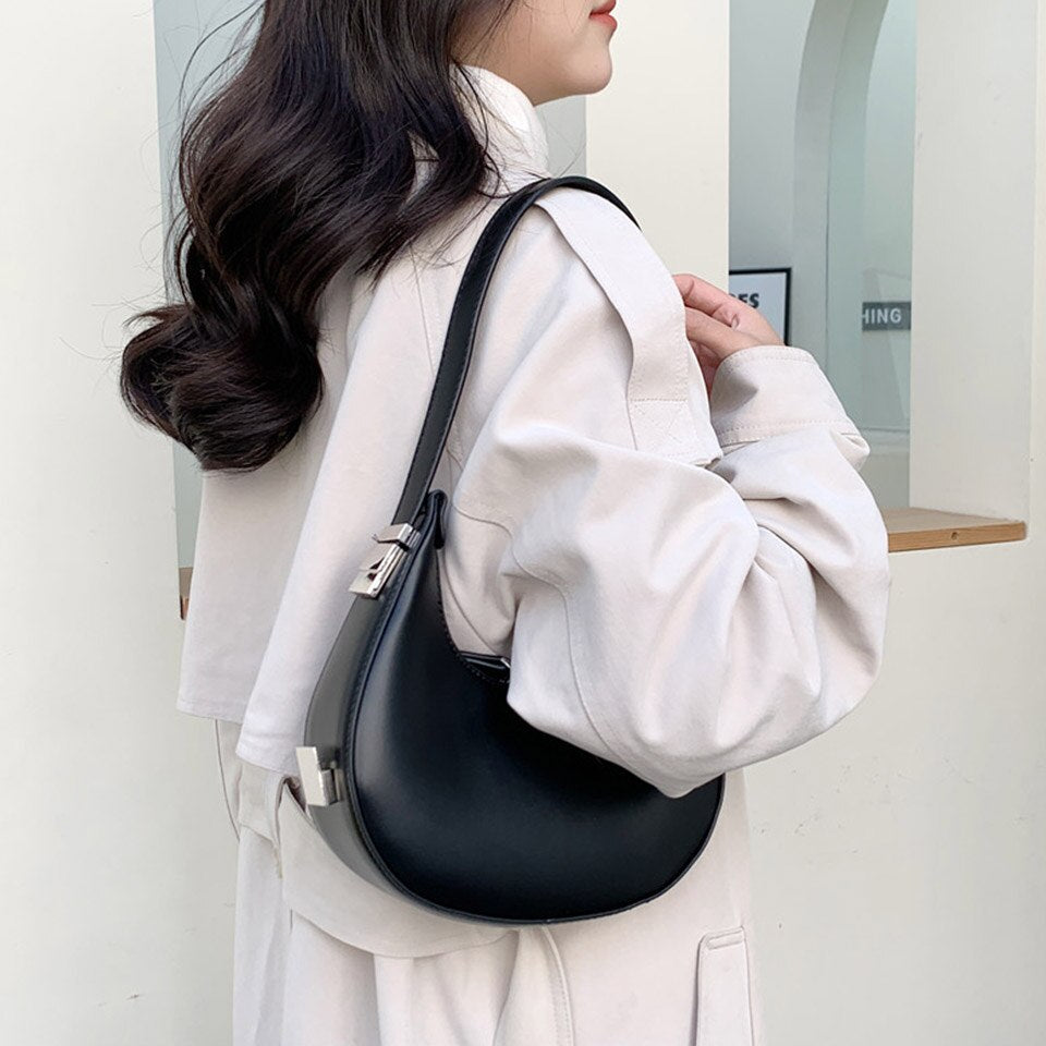 Trendy High Quality Luxury Brand Design Autumn Women's One Shoulder Crescent Bag Small