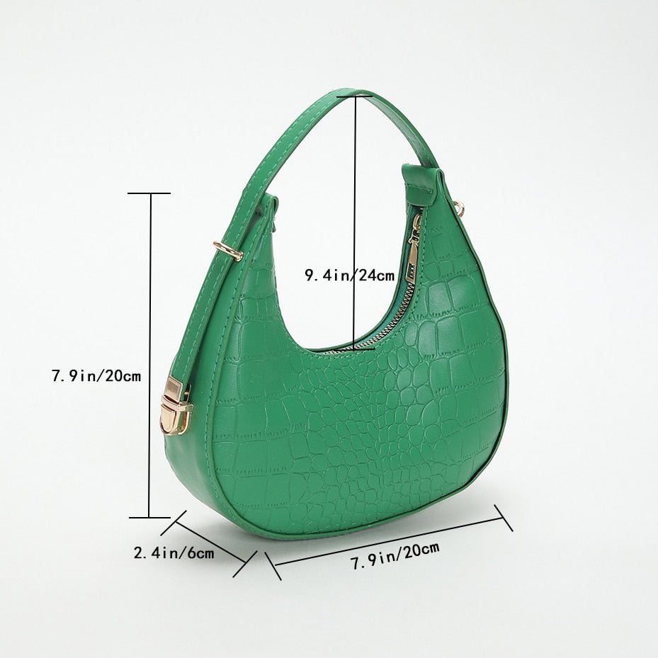 PU Leather Women Luxury Designer Handbag Purses 2023 Fashion Vintage Double Zipper Half Moon Crescent Hobos Shoulder Bags