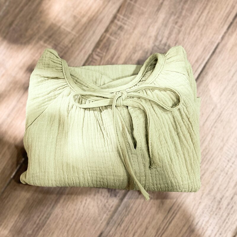 Casual Loose Long-Sleeved Shirts Lace-Up Blouse Spring Autumn Children Baby Girl
