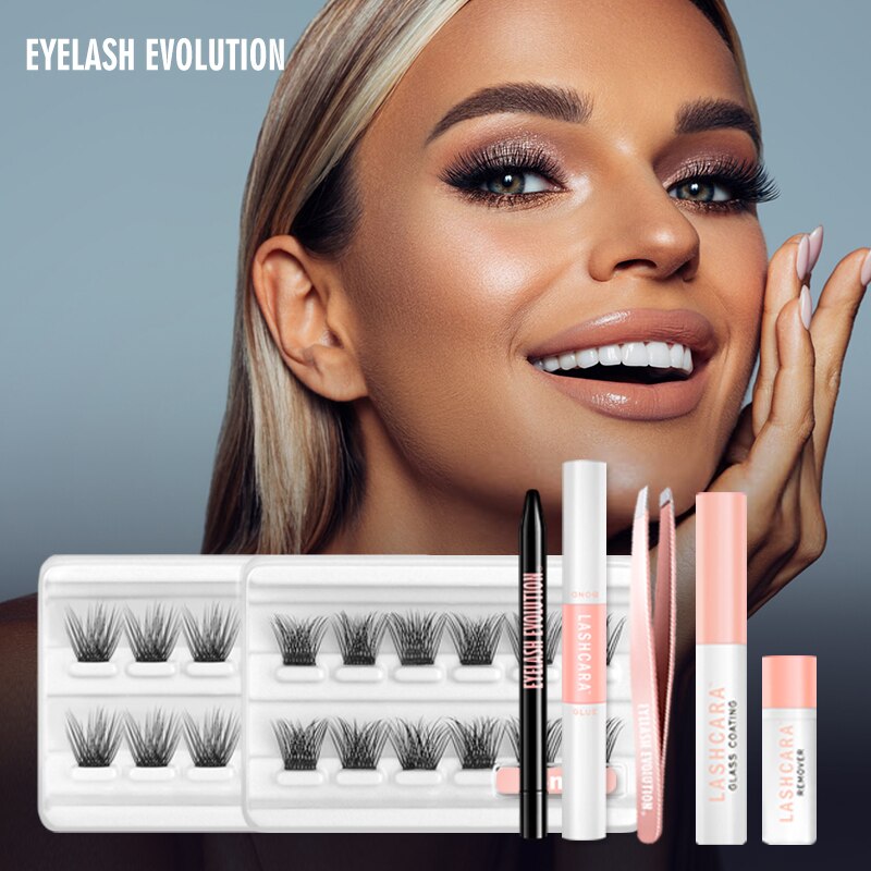 DIY Lash Clusters Kit Eyelash Extension Segmented Lashes Glue Bond, Remover, Tweezer Makeup korean Cosmetic