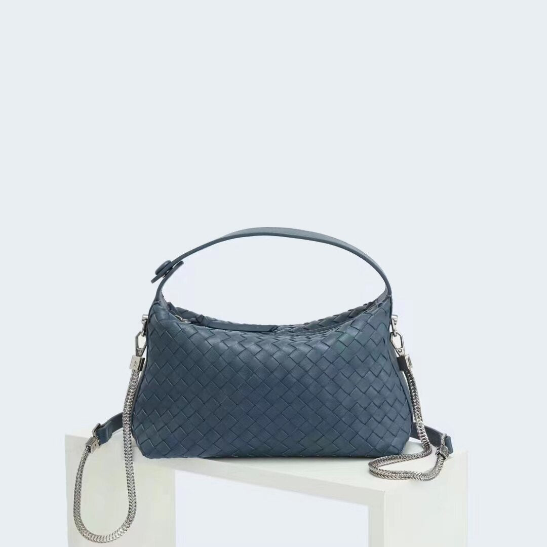 Genuine Lampskin Weaving Mini Hobo Handbag Ladies Cute Dumpling Shape Sheepskin Crossbody Bag Sheep Leather Shoulder handbags