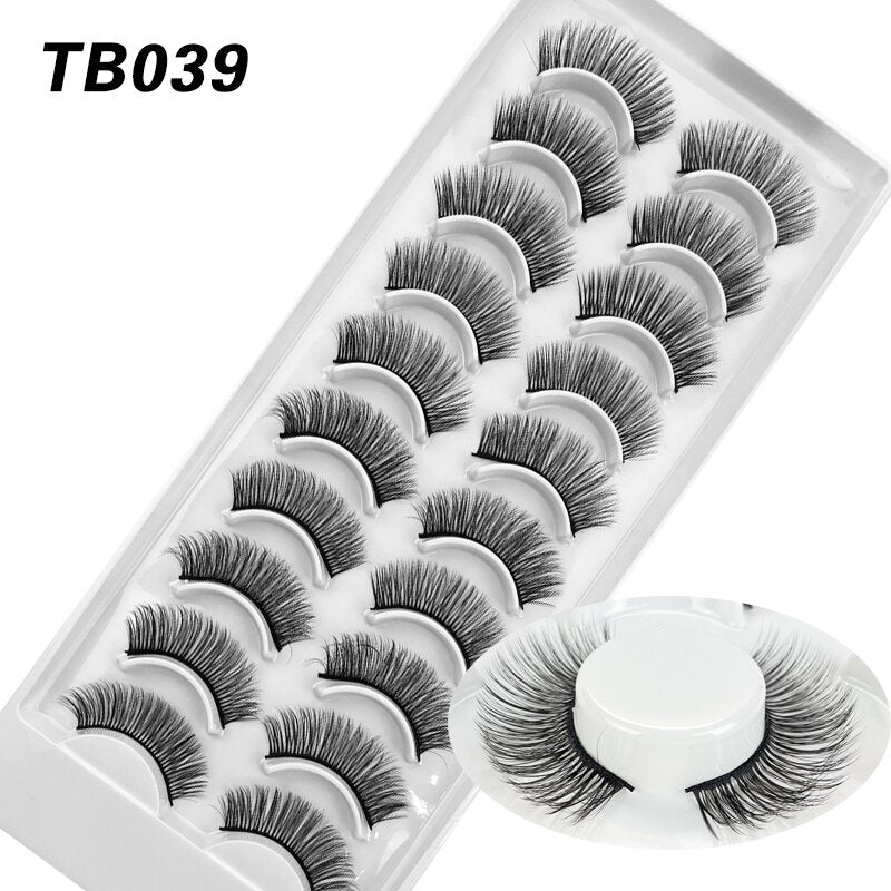 10 Pairs Natural 3d Faux Mink False Eyelashes