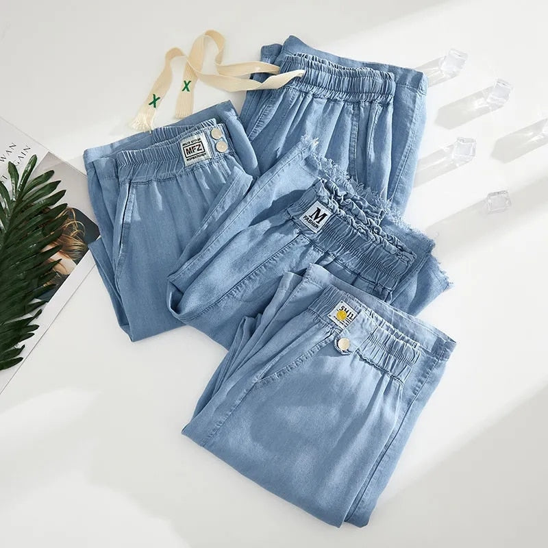 Oversized Summer Thin Wide Leg Jeans Loose Casual High Waist Cowboy Pantaloons Fashion Soft Women's Straight Pants