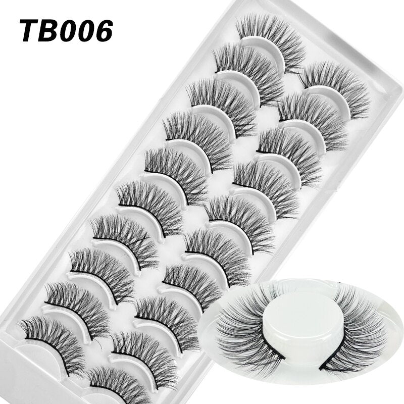 10 Pairs Natural 3d Faux Mink False Eyelashes