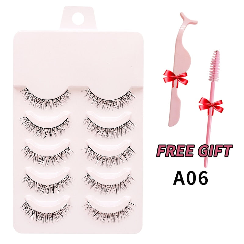 Natural 5 Pairs Professional Makeup Lashes Wispy False Eyelashes Korean Style Free shipping Cosplay Soft New Manga Beauty