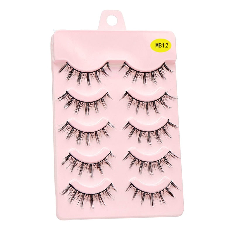 LEKOFO 5 Pairs 3D mink manga lashes faux cils korean natural fake eye lashes extension cosplay fluffy false eyelashes makeup New