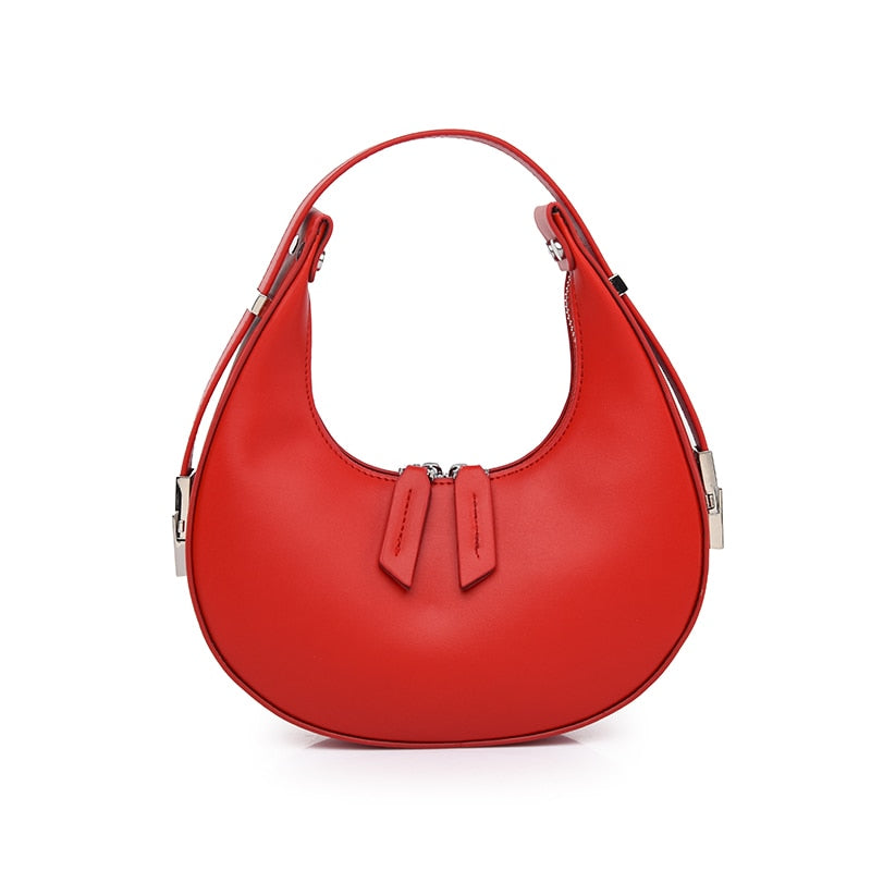 Fashionable Pu Leather Crescent Bag for Women Round Shoulder Bag 2023 Designer New Pure Bag