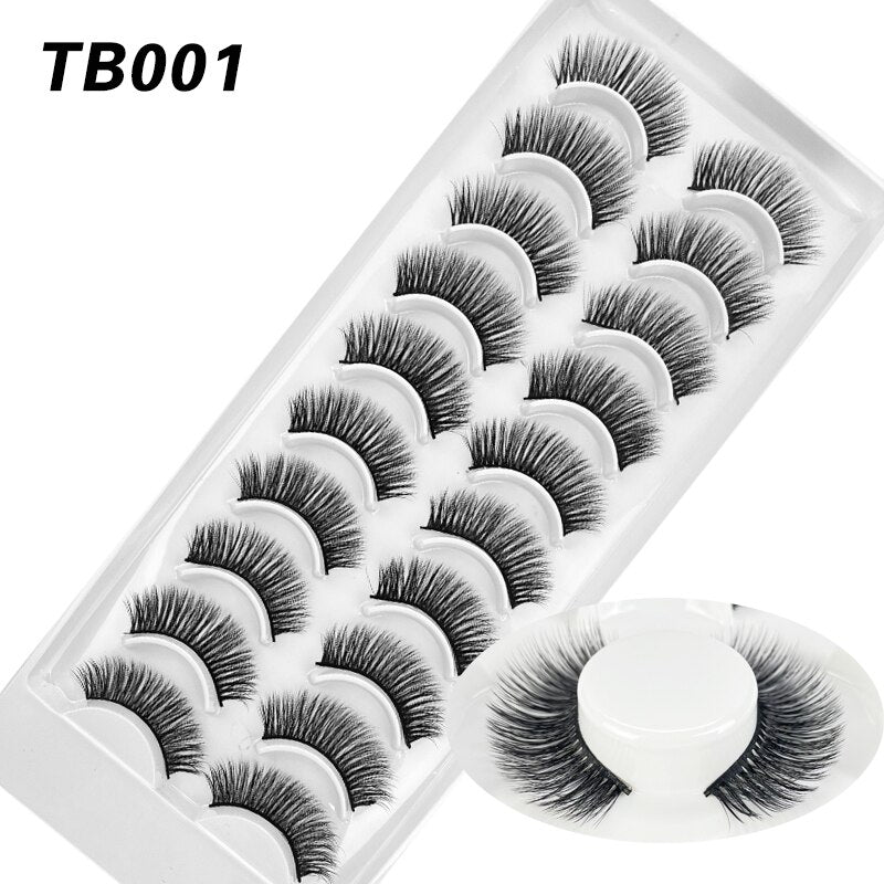 10 Pairs Natural 3d Faux Mink False Eyelashes