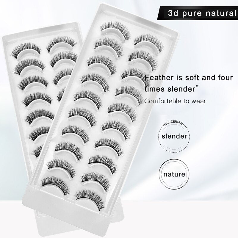 10 Pairs Natural 3d Faux Mink False Eyelashes