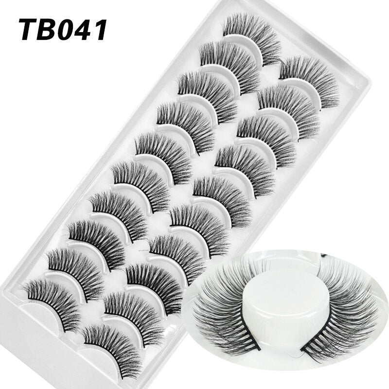 10 Pairs Natural 3d Faux Mink False Eyelashes