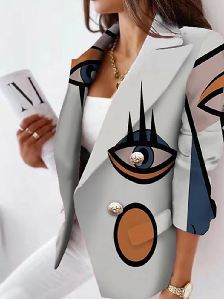 Print Coats Women 2023 Slim Elegant Blazers Jacket Women's Fitting Blazer Top Quality