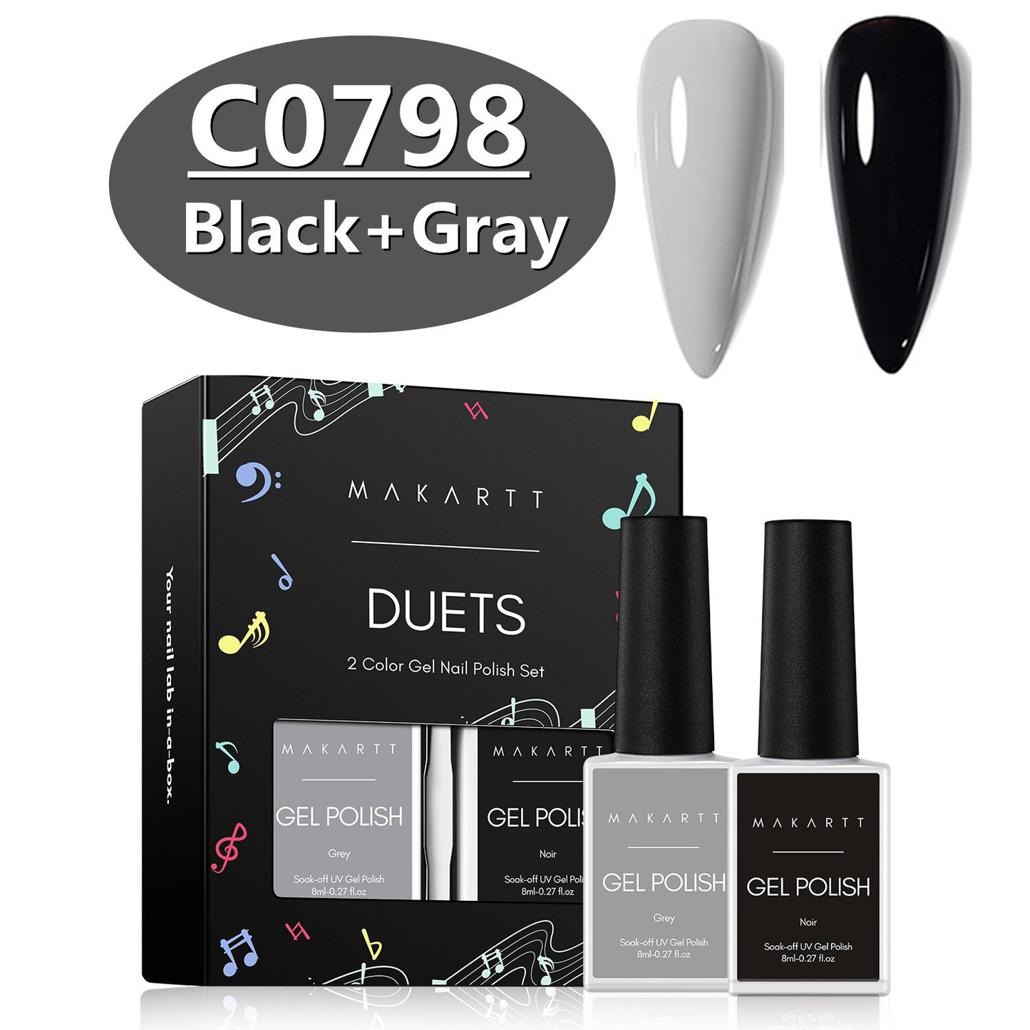 Black White Nail Gel Polish Kit Holographic Gel Polish Set Soak Off UV LED Gel Varnish Manicure Nail Art.