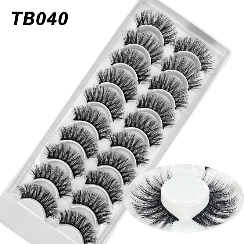 10 Pairs Natural 3d Faux Mink False Eyelashes