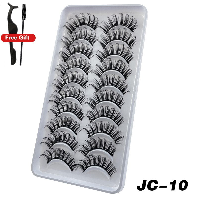 Russian Strip Lashes 6/10 Pairs Fluffy Mink Lashes 3D False Eyelashes Russian Eyelash DD Curl Fake Eye Lash Makeup