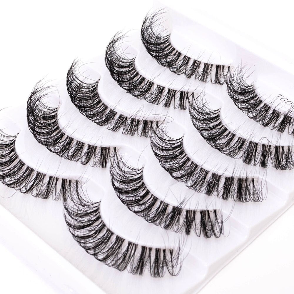 1/5Pairs Long Transparent band vegan eyelash curl Russian eyelashes clear