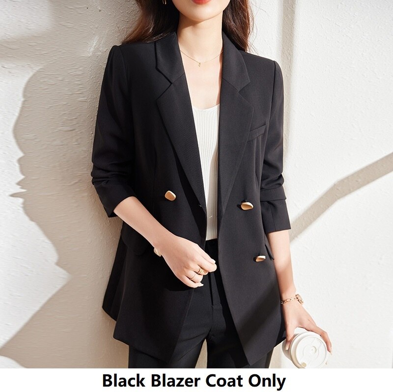 Spring Summer Formal Professional Women Business Suits with Pants and Jackets Coat Style Elegant Blazers Pantsuits S-4XL