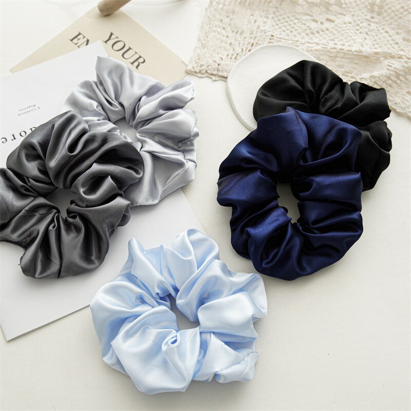 Multicolored Satin oversized scrunchies- stretch elastic