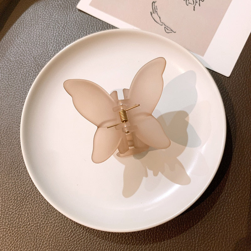 New Solid Matte Transparent Butterfly Hair Claws Clips Women Girls Elegant Decorate Hairpins Headband Fashion Hair Accessories