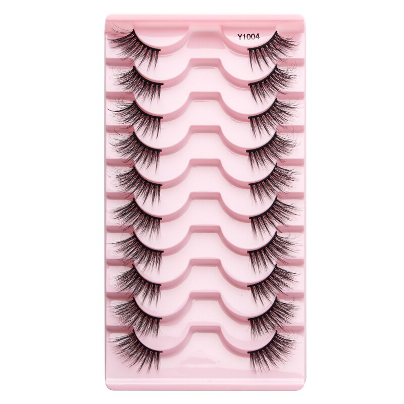 Half Lashes 3D Cat Eye Lashes Natural Look Fluffy Corner Eyelashes 3/5/10 Pairs Wispy Half False Eyelashes Faux Mink Makeup