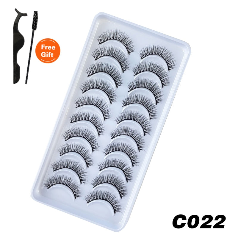 6 / 10 pairs Natural Short Eyelashes 3D Mink Lashes ExtensionsThick, Lightweight, Comfortable, Natural Look And Shape