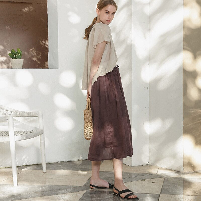 Simple Pleated Women Batwing Sleeve Loose Women Shirts 2023 Summer New Casual Solid Color Irregular Blouses