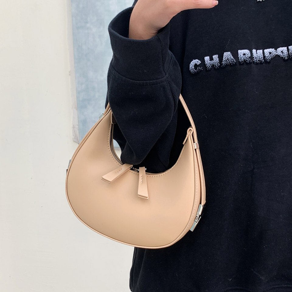 Trendy High Quality Luxury Brand Design Autumn Women's One Shoulder Crescent Bag Small