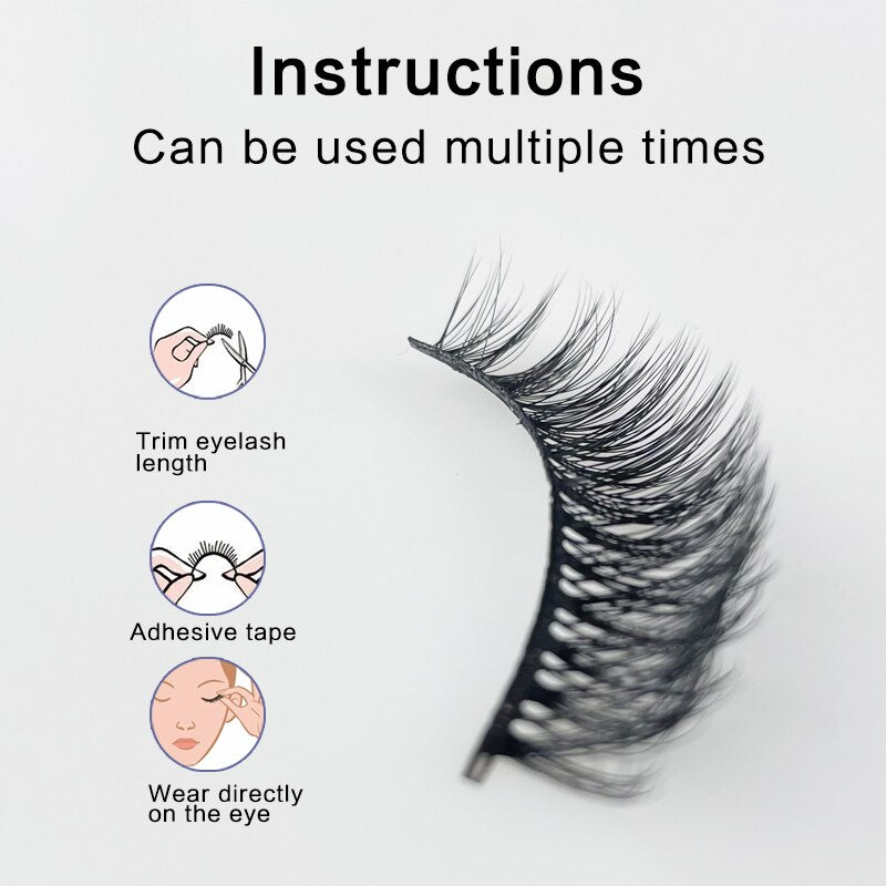 6 Pairs 3D Natural Mink Lashes for naturally enlarged lashes