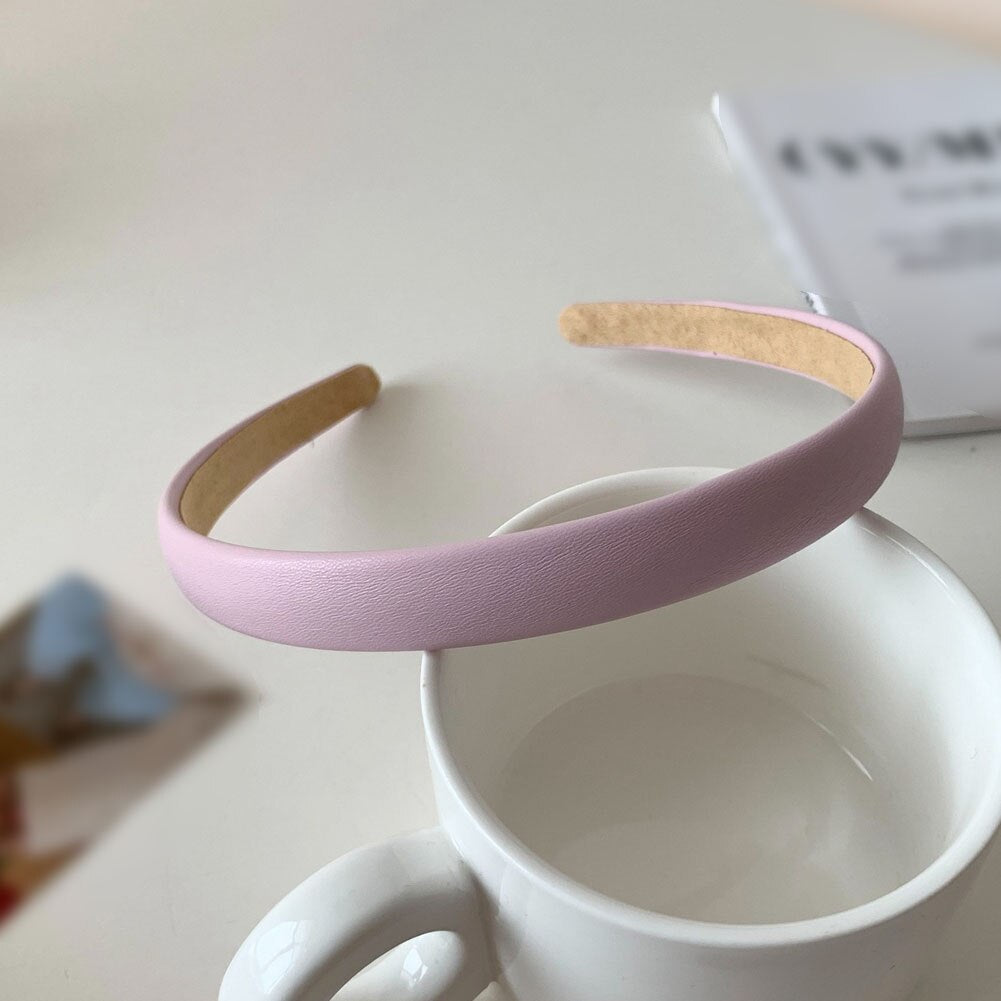 Women Headband PU Leather Retro Hairbands For Women Thin Girls Hair Band Female Hair Accessories Handmade Head Hoop