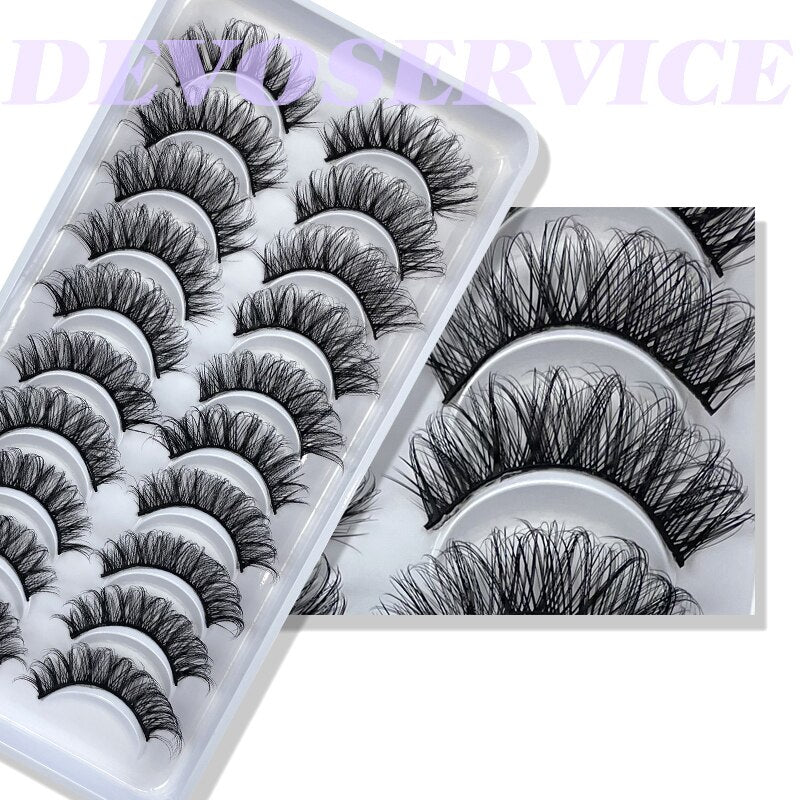 Russian Strip Lashes 6/10 Pairs Fluffy Mink Lashes 3D False Eyelashes Russian Eyelash DD Curl Fake Eye Lash Makeup