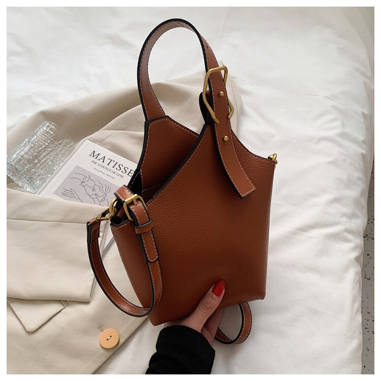Retro Fashion Female Bags Casual Crossbody Bags Mini Handheld Bucket Bag Simple Temperament Single Shoulder Bag Female