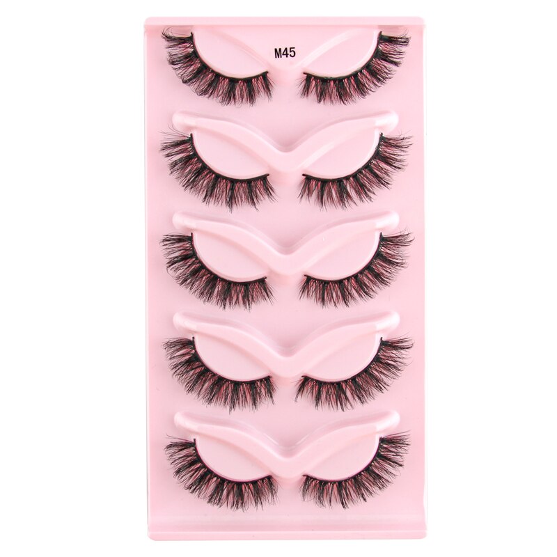 Half Lashes 3D Cat Eye Lashes Natural Look Fluffy Corner Eyelashes 3/5/10 Pairs Wispy Half False Eyelashes Faux Mink Makeup