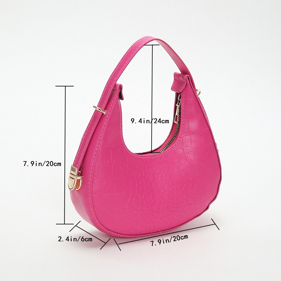 PU Leather Women Luxury Designer Handbag Purses 2023 Fashion Vintage Double Zipper Half Moon Crescent Hobos Shoulder Bags